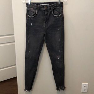 Distressed high waist skinny jeans